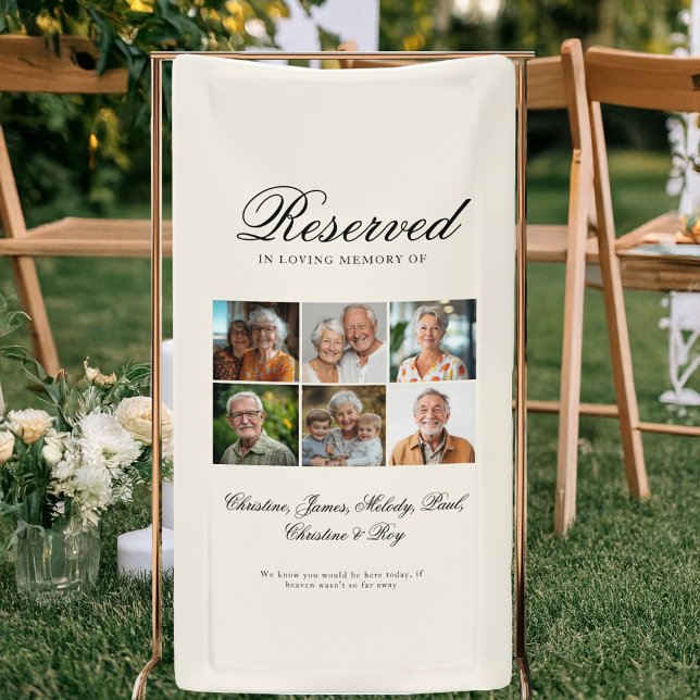 Sitzplatz - Gedenkstätte für 6 Fotos Banner (Custom Reserved Seat - 6 Photo Memorial Wedding Beige Banner)