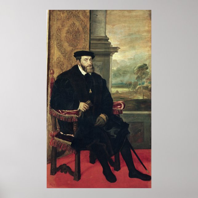 Sitzportrait des Kaisers Charles V 1548 Poster (Vorne)