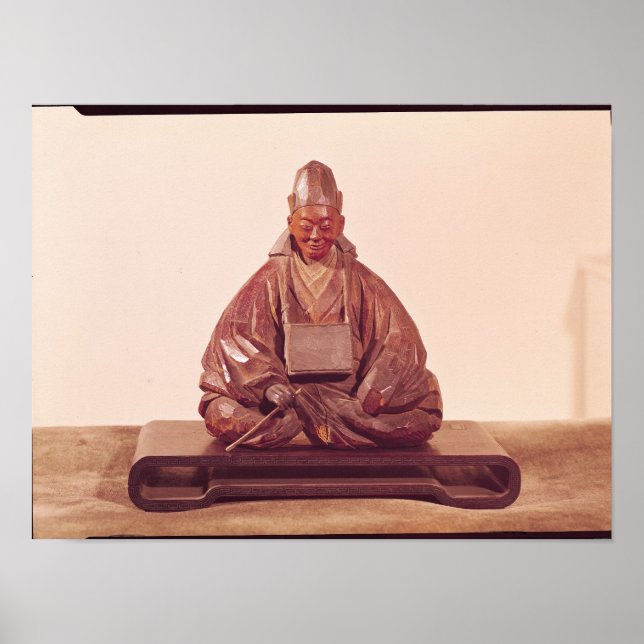Sitzstatue der Basho Edo-Periode Poster (Vorne)