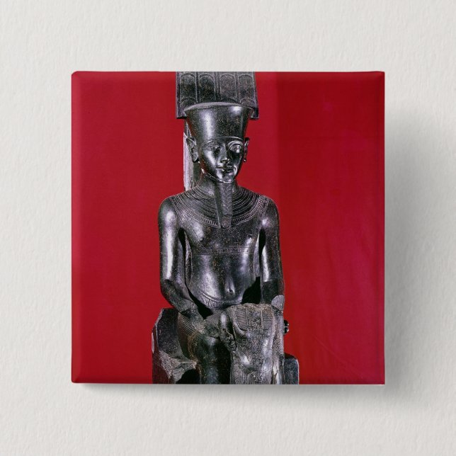 Sitzstatue des Gott Amonschützens Button (Vorderseite)