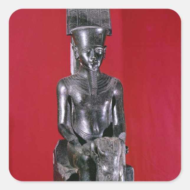 Sitzstatue des Gottes Amon Quadratischer Aufkleber (Vorderseite)