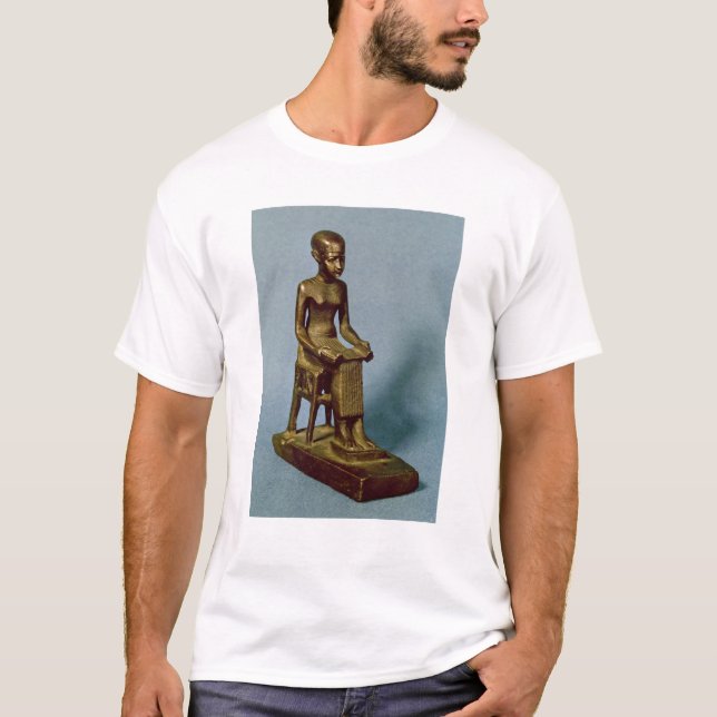 Sitzstatue von Imhotep ein offenes halten T-Shirt (Vorderseite)