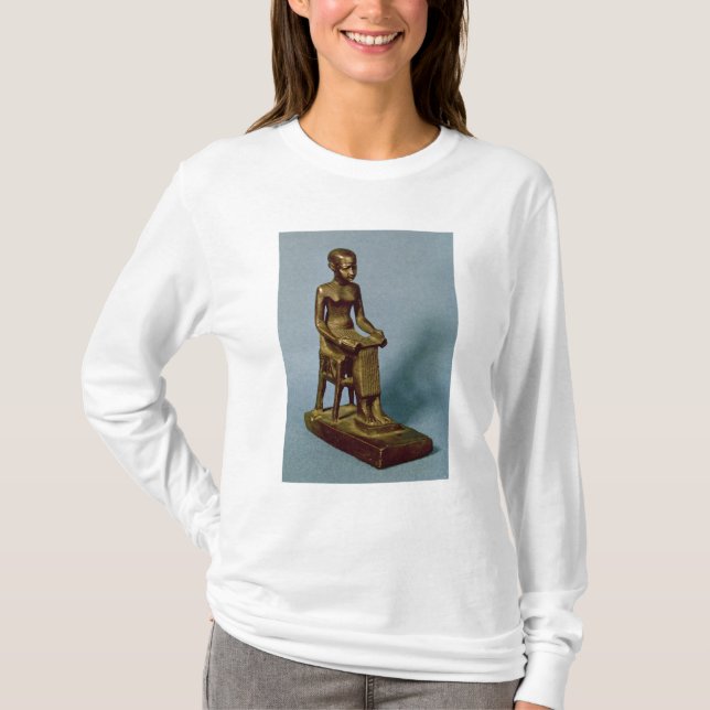 Sitzstatue von Imhotep ein offenes halten T-Shirt (Vorderseite)