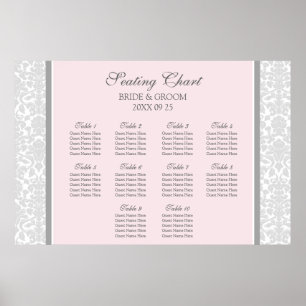 Sitztabelle 10 Tabellen Rosa graue Damaskus Poster
