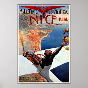 Sitzung d'Aviation, Nizza, Frankreich 1910 Vintage Poster