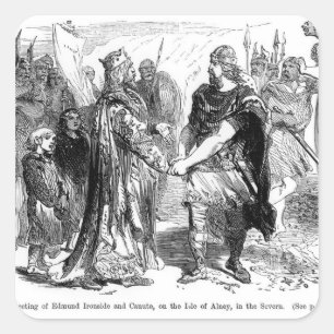 Sitzung von Edmund Ironside und von Canute Quadratischer Aufkleber