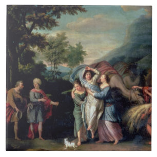 Sitzung von Jakob und von Laban mit Rachel, Leah Fliese