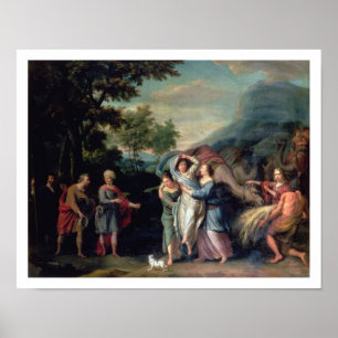 Sitzung von Jakob und von Laban mit Rachel, Leah Poster