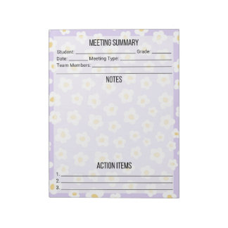 Sitzungshinweise/Zusammenfassung Notepad- Daisy Notizblock