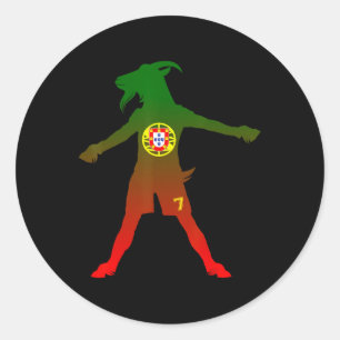 Siuuu Echte Ziege Portugal Flagge Fußball Männer F Runder Aufkleber