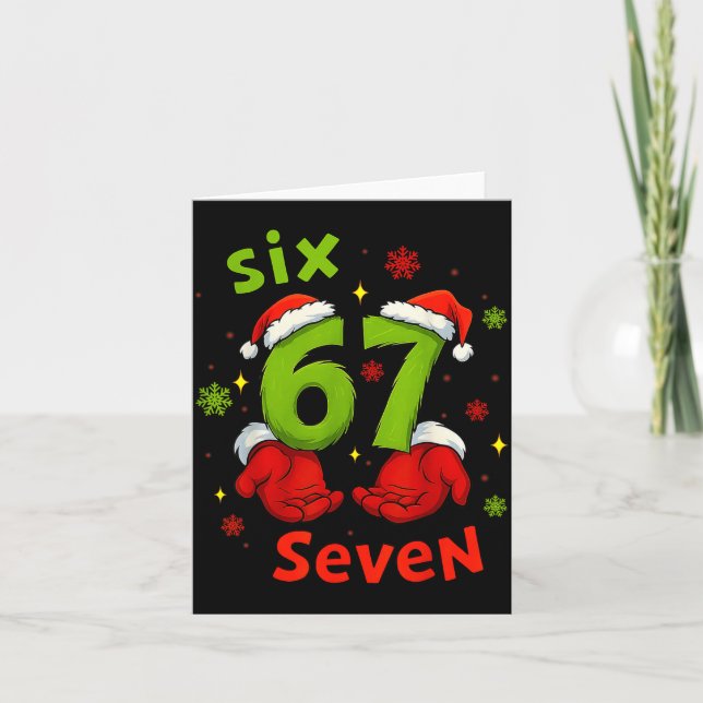 Six 6 7 Seven Christmas Humor Green Hand Festive G Karte (Vorderseite)