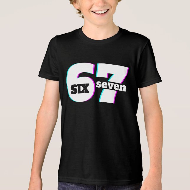 Six 7 6 7 Meme Spaß Design 67 - Tri-Blend Shirt (Vorderseite)