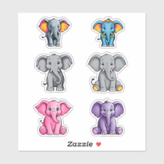 Six Cute Baby Elephants Aufkleber