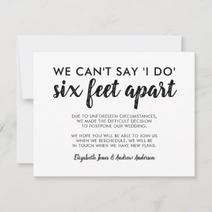 Six Feet Apart Hochzeitsterminänderung Typografie Ankündigung