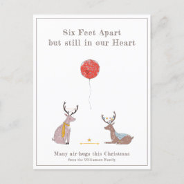 Six Feet Apart Niedlich Fun Deer Quarantäne Weihna Feiertagspostkarte