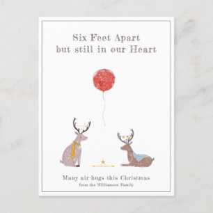 Six Feet Apart Niedlich Fun Deer Quarantäne Weihna Feiertagspostkarte
