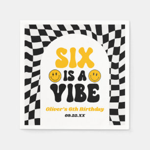 Six Is A Vibe Retro Sechste 6. Geburtstagsfeier Serviette