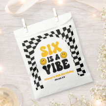 Six Is A Vibe Retro Sixth 6th Birthday Party