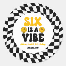 Six Is A Vibe Retro Sixth 6th Birthday Party