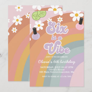 Six is a vibe Spa Regenbogen 6. Geburtstag Einladung