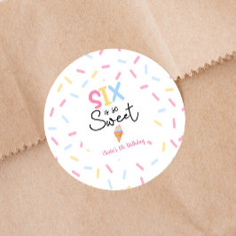 Six Is So Sweet Ice Cream 6th Birthday Party Runder Aufkleber