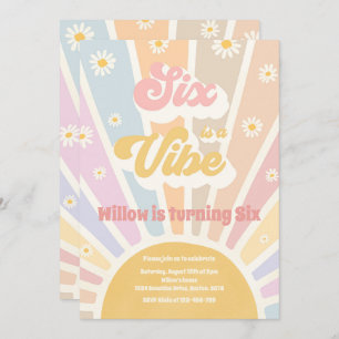 Six ist eine Vibe Boho Sunshine 6. Geburtstagspart Einladung