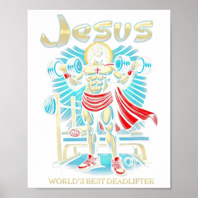 Six Pack Jesus World Best Deadlifter Christlich Ch Poster (Vorne)