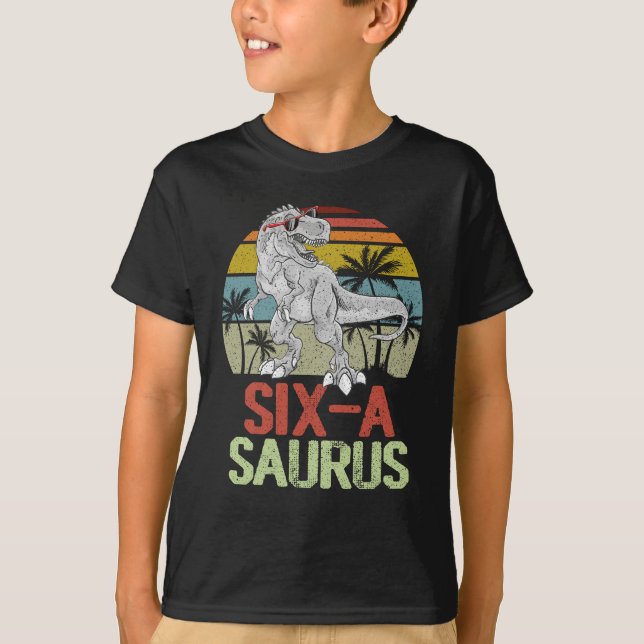  Six Saurus Dinosaur Birthday 6th TRex Dino T-Shirt (Vorderseite)