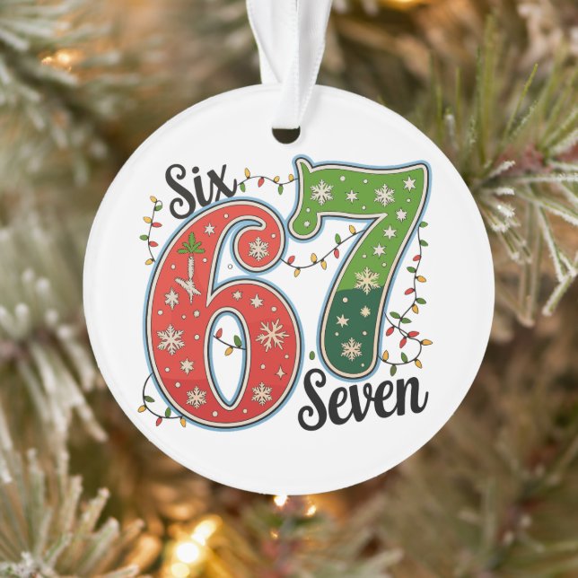 Six Seven 67 6 7 Christmas Meme Funny Xmas Lights Ornament (Baum)