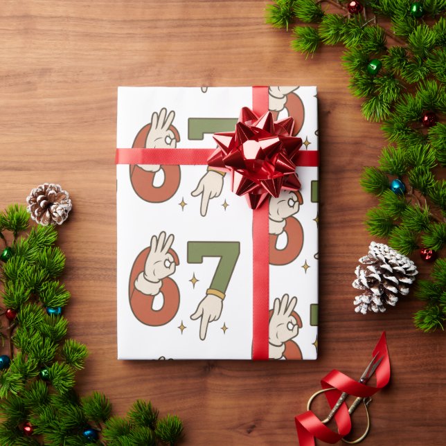 Six Seven 67 6 7 Christmas Santa Elf Meme Geschenkpapier (Feiertagsgeschenk)