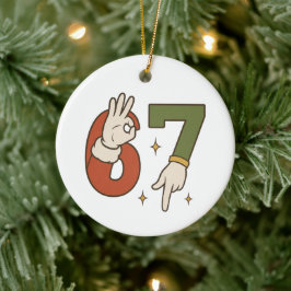 Six Seven 67 6 7 Christmas Santa Elf Meme Keramik Ornament