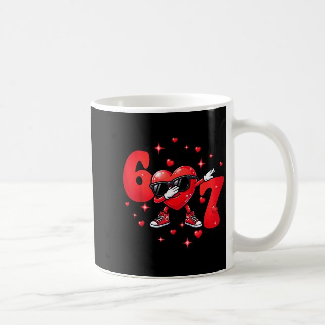 Six Seven 67 6 7 Meme Dabbing Heart Valentines Bro Kaffeetasse (Rechts)