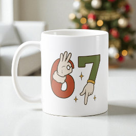 Six Seven 67 6 7 Santa Elf Christmas Meme Kaffeetasse