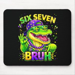 Six Seven 67 Bruh Mardi Gras Mardigator Alligator  Mousepad