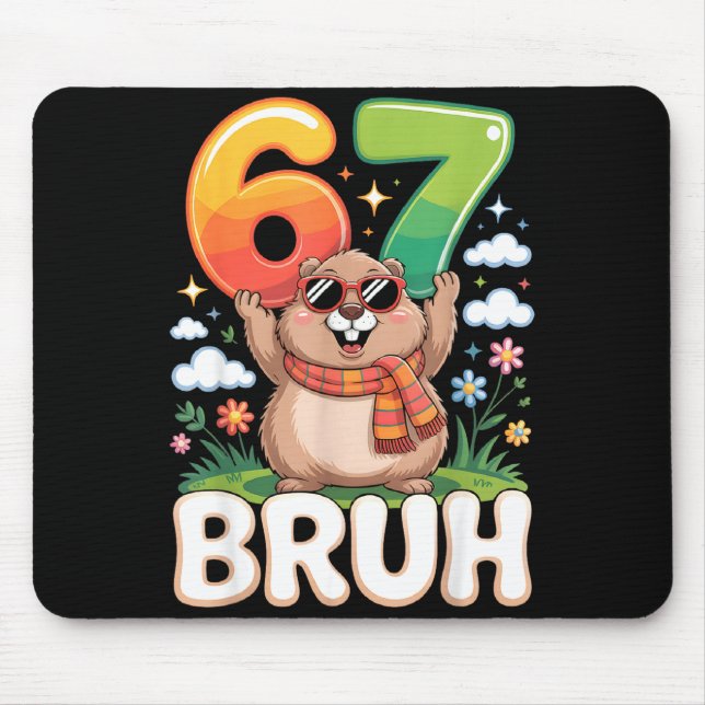 Six Seven 67 Bruh Murmeltier Lustig 6 7 Meme Junge Mousepad (Vorne)