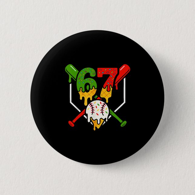 Six Seven 67 Bysebyll Eiscreme-Tropf Cool Gen Alph Button (Vorderseite)