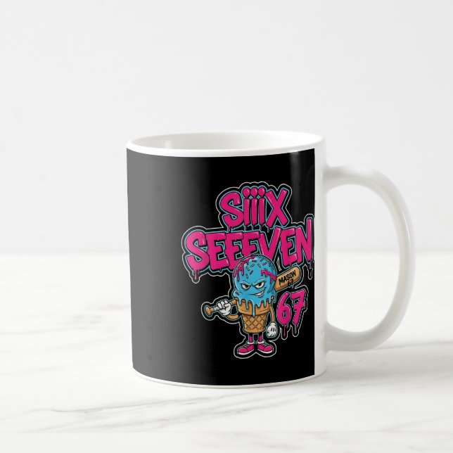 Six Seven 67 Bysebyll Player Eiscreme-Tropf-Meme L Kaffeetasse (Rechts)