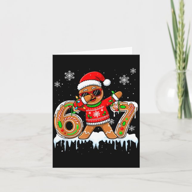 Six Seven 67 Christmas Funny Santa Gingerbread Dab Karte (Vorderseite)