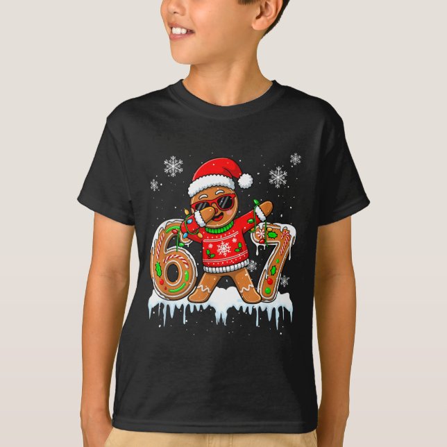 Six Seven 67 Christmas Funny Santa Gingerbread Dab T-Shirt (Vorderseite)