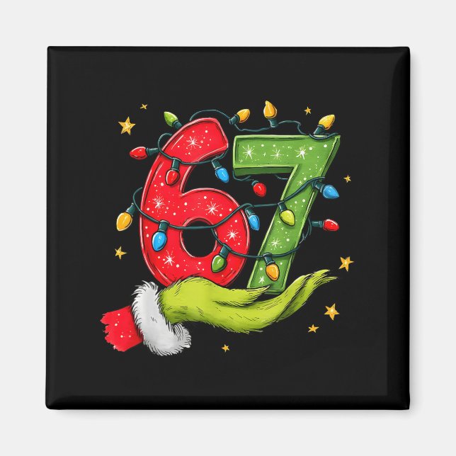 Six Seven 67 Christmas Lights Hand Signs Elf Light Magnet (Vorne)