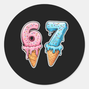 Six Seven 67 Eis Drip Sport Cool Meme Lustig Runder Aufkleber
