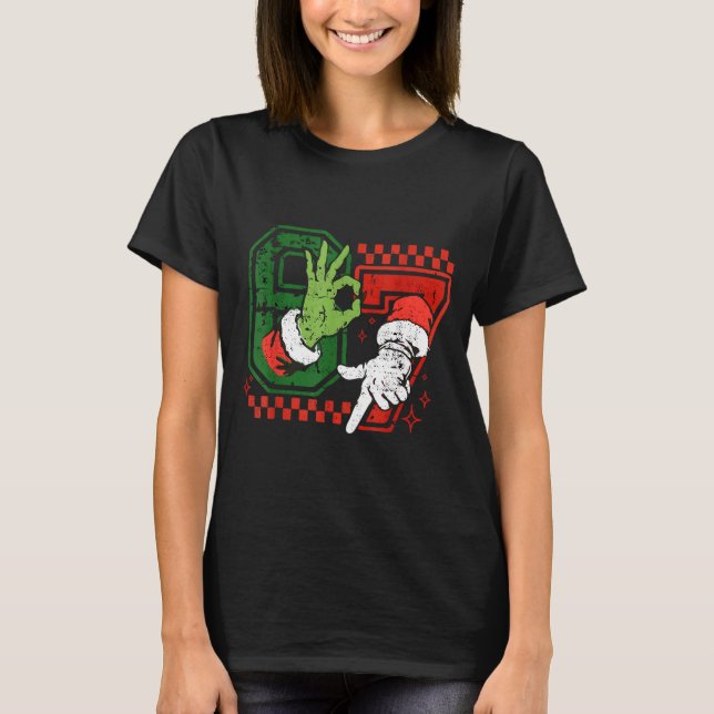 Six Seven 67 Funny Christmas Meme Humor Trendy Cou T-Shirt (Vorderseite)