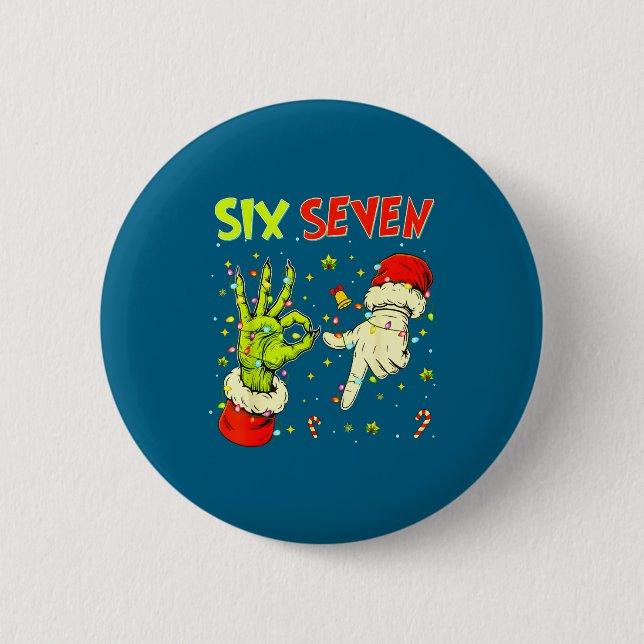 Six Seven 67 Funny Hand-sign Christmas Meme  Button (Vorderseite)