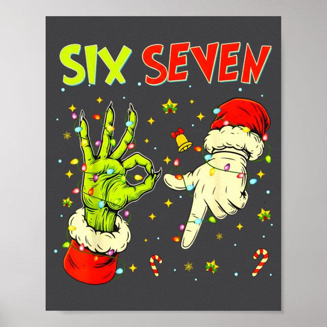 Six Seven 67 Funny Hand-sign Christmas Meme  Poster (Vorne)