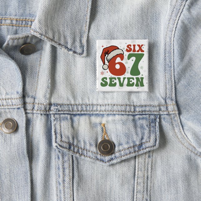 Six Seven 67 Funny Santa Hat Christmas Xmas Meme Button (Beispiel)