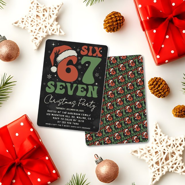 Six Seven 67 Funny Santa Hat Christmas Xmas Meme Einladung (Von Creator hochgeladen)