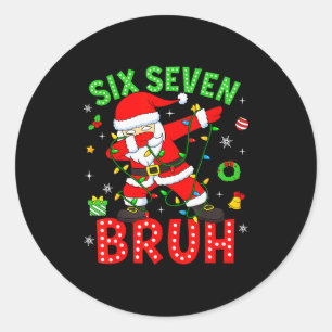 Six Seven 67 Gen Z Alpha Meme Bruh Weihnachten Dab Runder Aufkleber