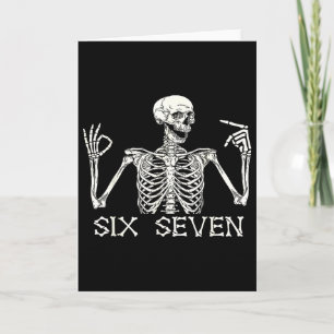 Six Seven 67 Handzeichen Skelett Meme Halloween Co Karte