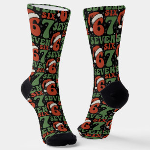 Six Seven 67 Lustiger Weihnachtsmann Hut Christmas Socken