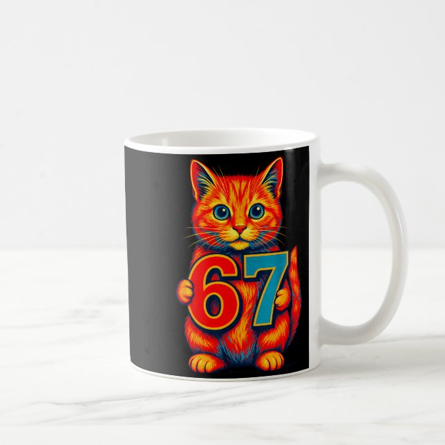Six Seven 67 Meme 6 7 Cat Youth Boy Girl  Kaffeetasse (Rechts)